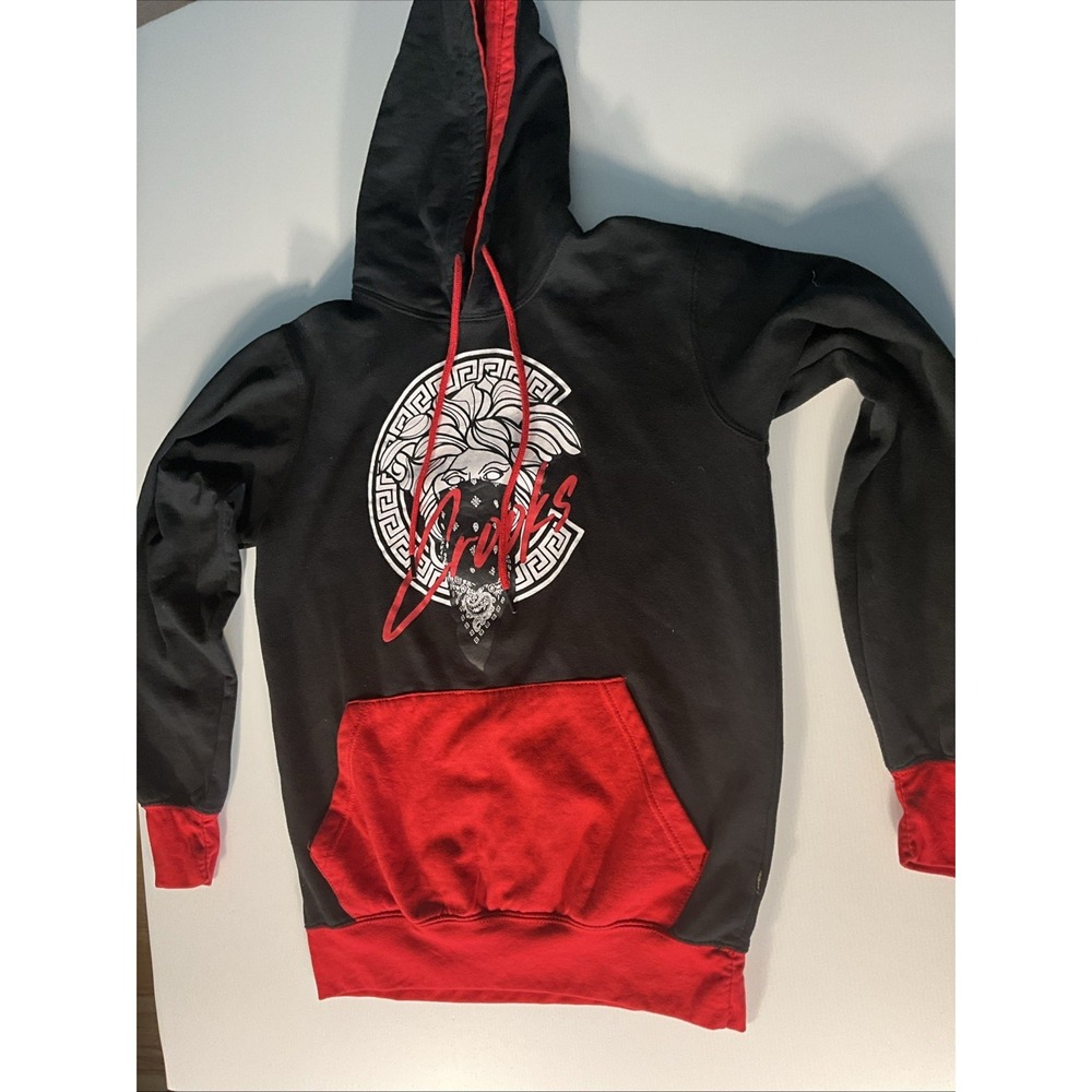 Y2K Crooks And Castles Medusa Hoodie Mens Small Pullover Streetwear Black Red